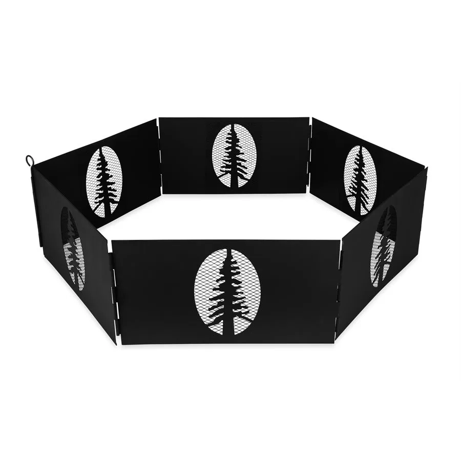 51091 – CAMCO Fire Ring, 27 Inch Diameter With Tree Cut-Outs 6 Piece Hinged Design Steel With Storage Bag